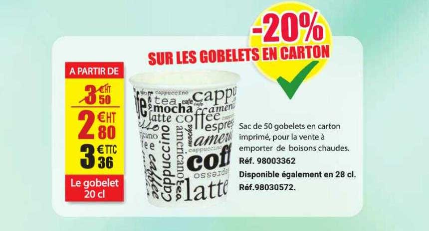 Sac De 50 Gobelets En Carton Imprimé