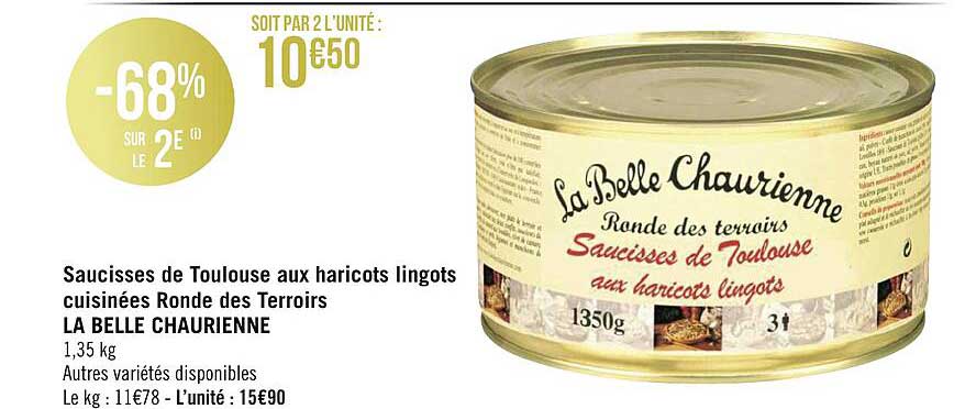 saucisses de toulouse aux haricots lingots cuisinées ronde des terroirs la belle chaurienne