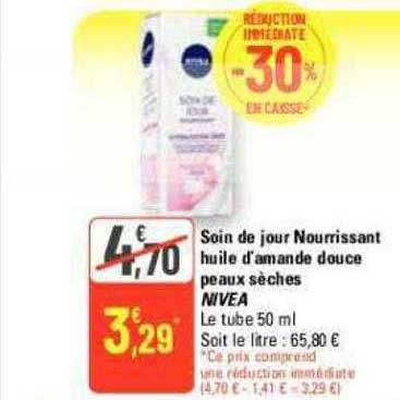 soin du jour nourrissant huile d'amande douce peaux sèches nivea