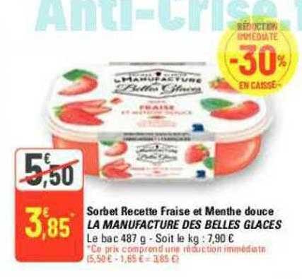 sorbet recette fraise et menthe douce la manufacture des belles glaces