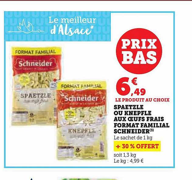 spaetzle ou knepfle aux œufs frais format familial schneider