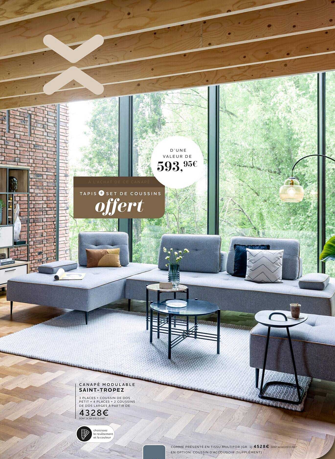 tapis + set de coussins, canapé modulaire saint-tropez