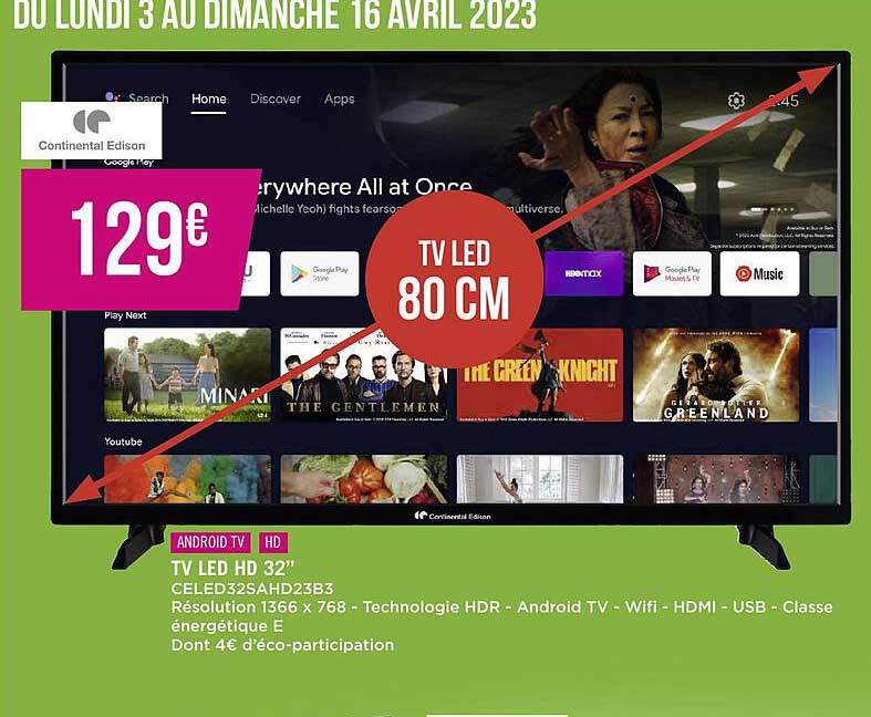 Tv Led Hd 32" Continental Edison