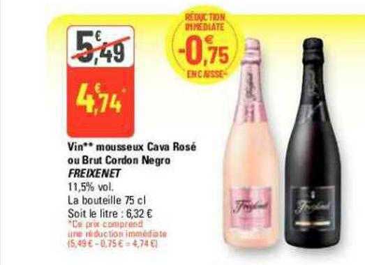 vin mousseux cava rosé ou brut cordon negro freixenet