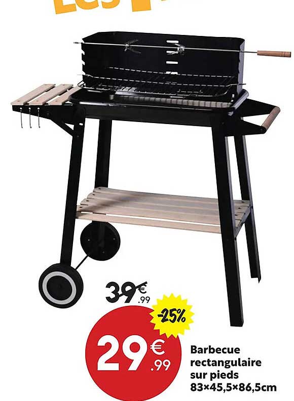 Barbecue Rectangulaire Sur Pieds 83 X 45,5 X 86,5 Cm