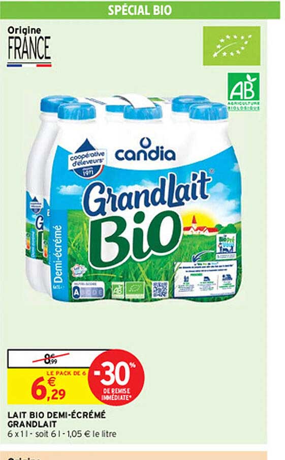 lait bio demi-écrémé grand lait