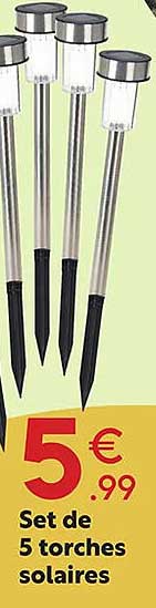 set de 5 torches solaires