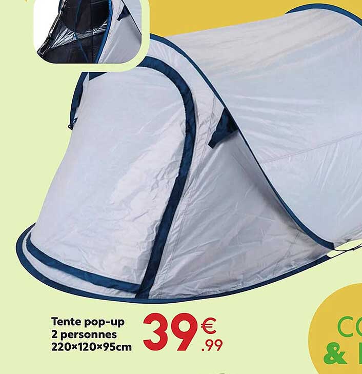 tente pop-up 2 personnes 220 x 120 x 95 cm