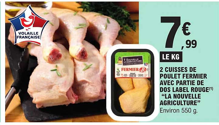 2 cuisses de poulet fermier avec partie de dos label rouge "la nouvelle agriculture"