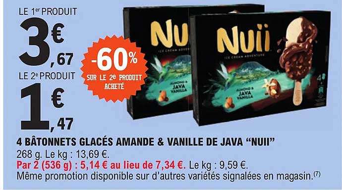 4 Bâtonnets Glacés Amande & Vanille De Java "nuii"