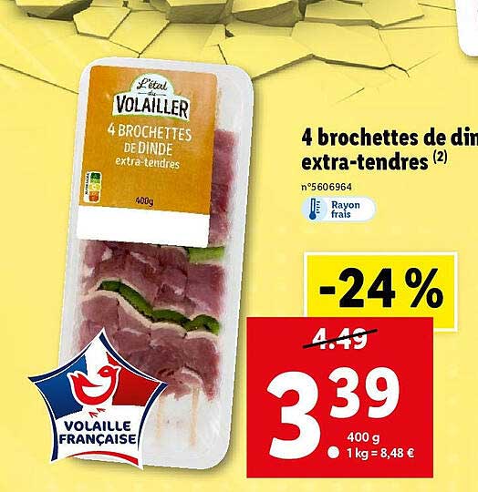 4 Brochettes De Dinde Extra-tendres