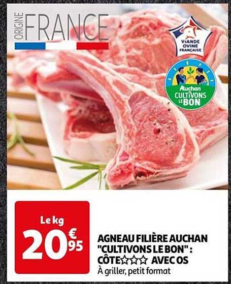 Agneau Filière Auchan "culvitons Le Bon" Côte Avec Os