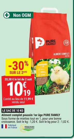 aliment complet poussin 1er âge pure family