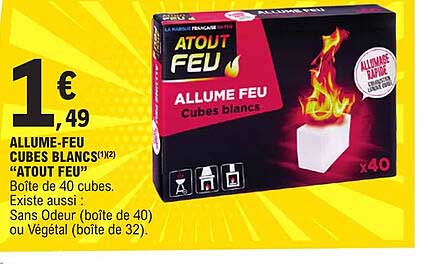 allume-feu cubes blancs "atout feu"