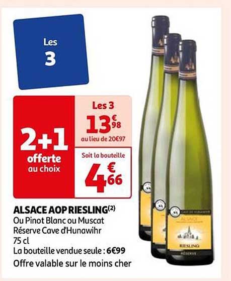 alsace riesling ou pinot blanc ou muscat réserve cave d'hunawihr