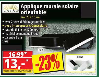 applique murale solaire orientable i-glow