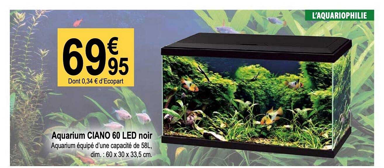 Aquarium Ciano 60 Led Noir