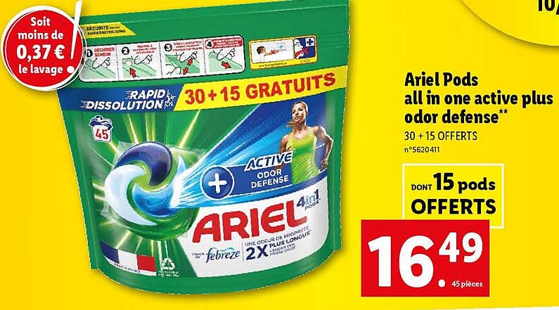ariel pods all in one active plus odor defense