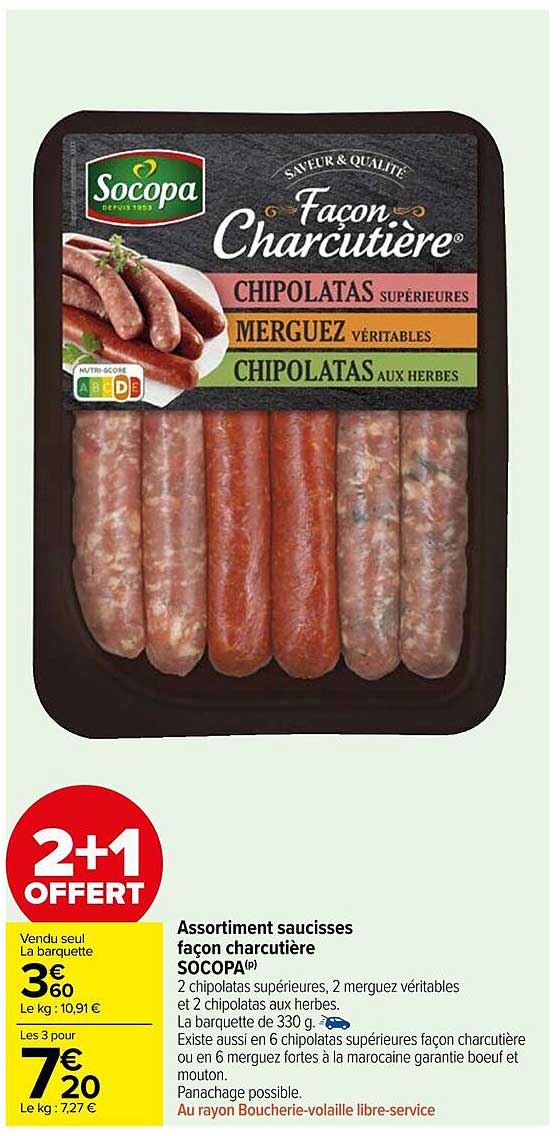 assortiment saucisses façon charcutière socopa