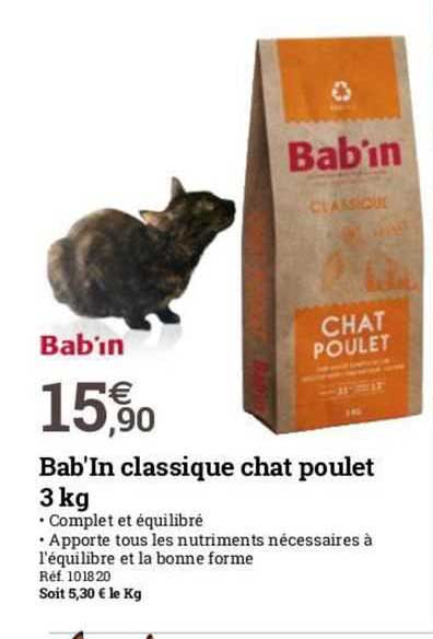 bab'in classique chat poulet 3 kg