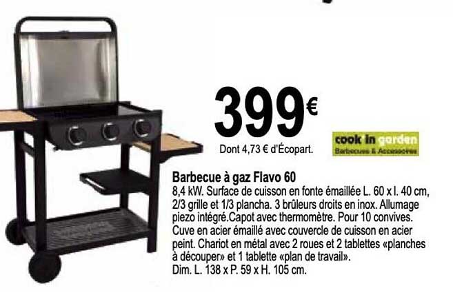 Barbecue à Gaz Flavo 60 Cook In Garden
