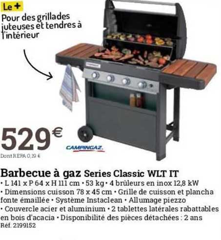barbecue à gaz séries classic wlt it campingaz