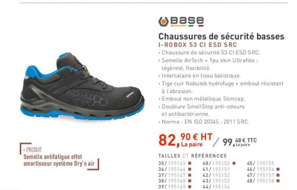 base chaussures de sécurité basses i-robox s3 ci esd src