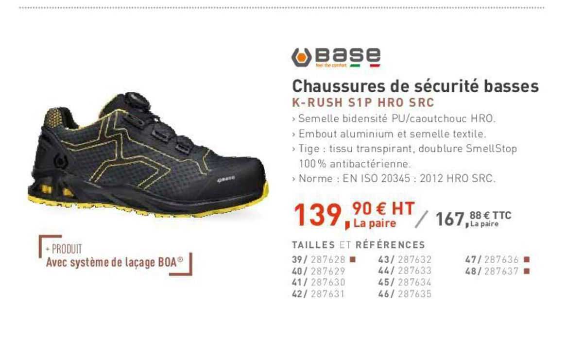 base chaussures de sécurité basses k-rush s1p hro src