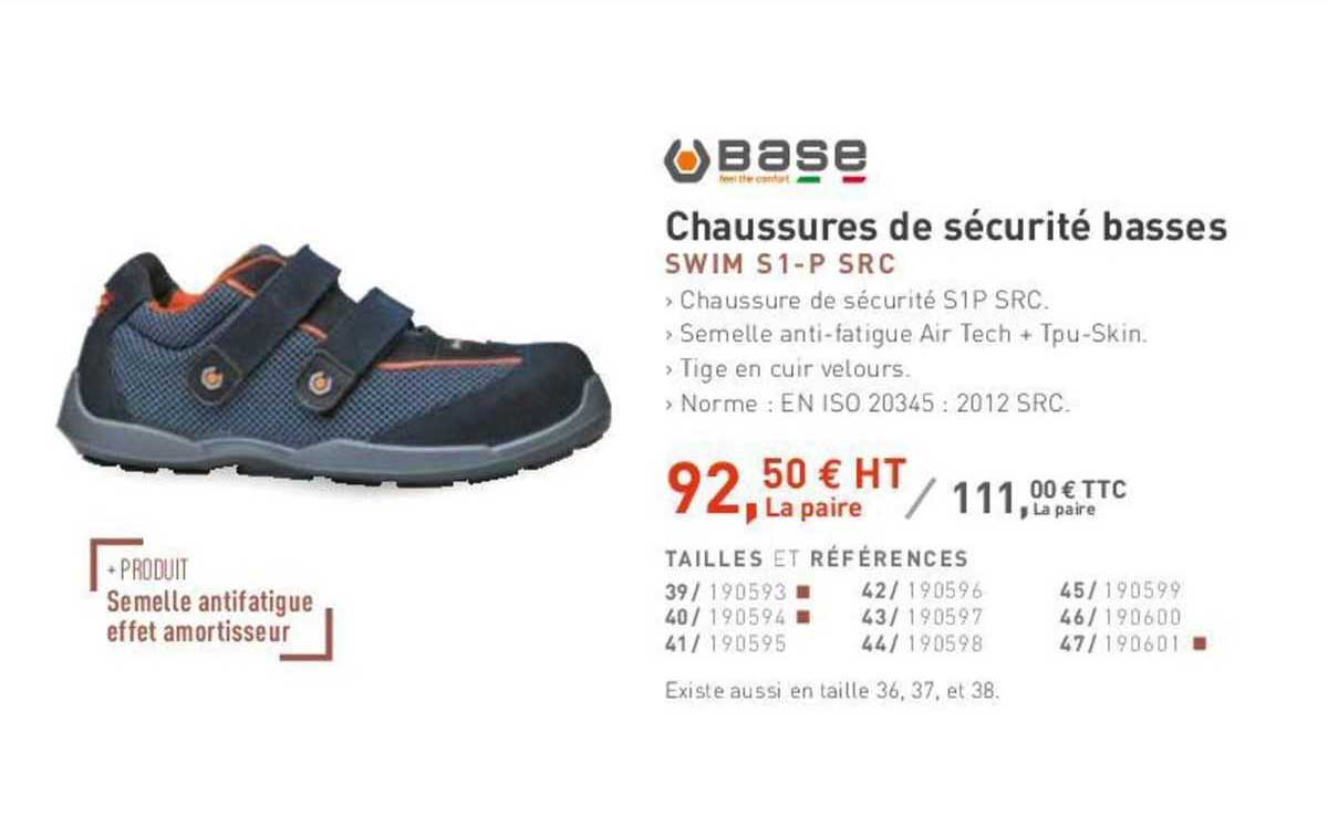 base chaussures de sécurité basses swim s1 - p src