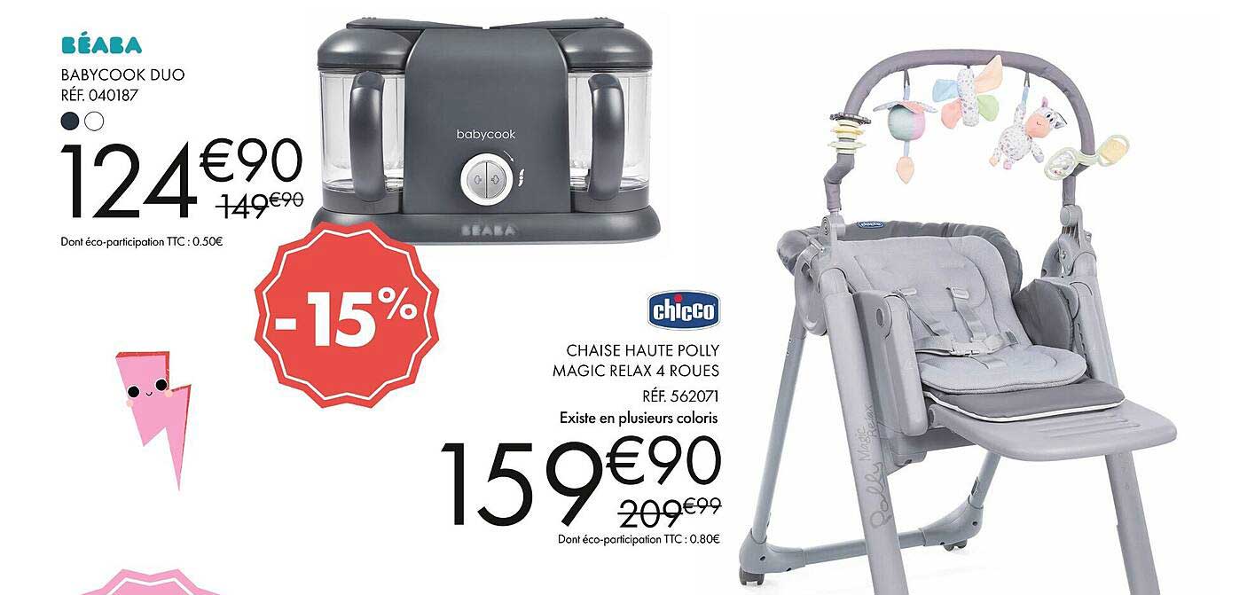 béaba babycook duo chicco chaise haute polly magic relax 4 roues