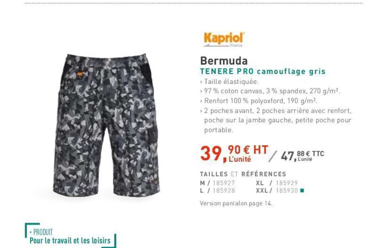 bermuda tenere pro camouflage gris kapriol