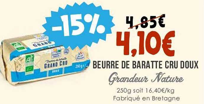 beurre de baratte cru doux grandeur nature