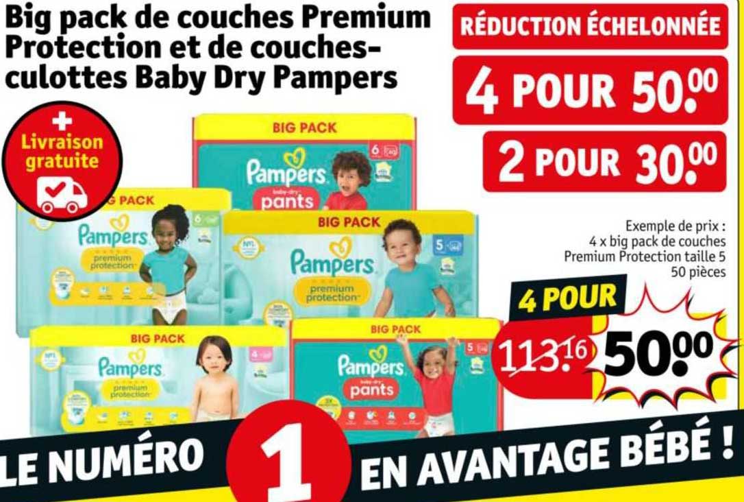 big pack de couches premium protection et douches - culottes baby dry pampers