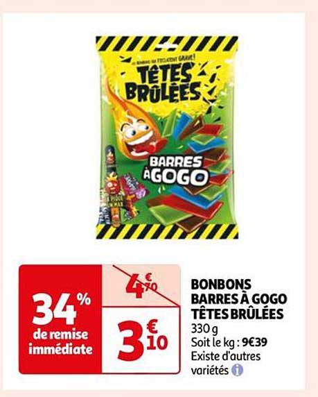 bonbons barres à gogo têtes brûlées
