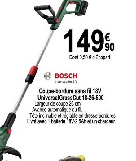 bosch coupe-bordure sans fil 18v universalgrasscut 18-26-500