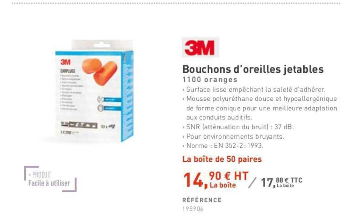 bouchons d'oreilles jetables 3m