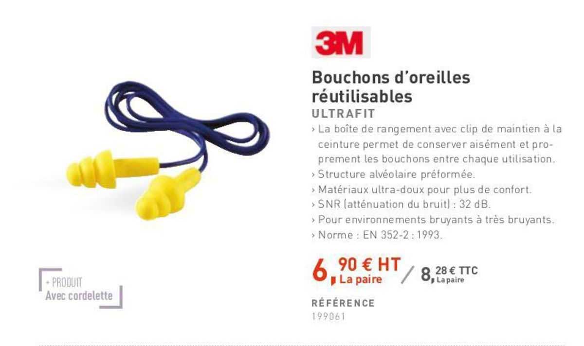 bouchons d'oreilles réutilisables 3m