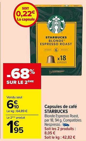 Capsules De Café Starbucks