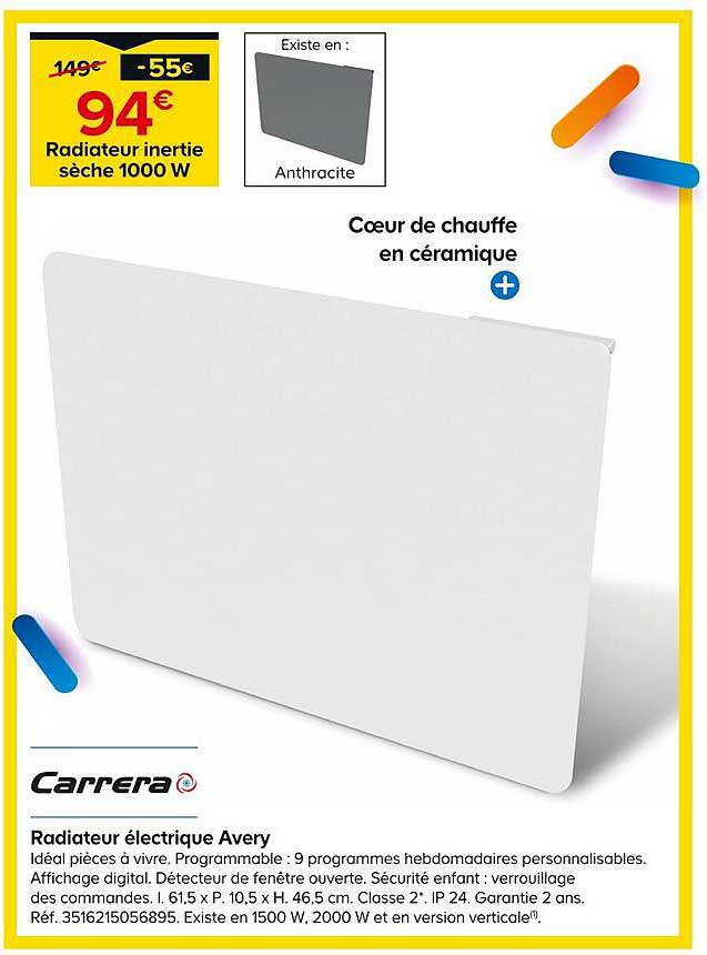 Carrera Radiateur électrique Avery