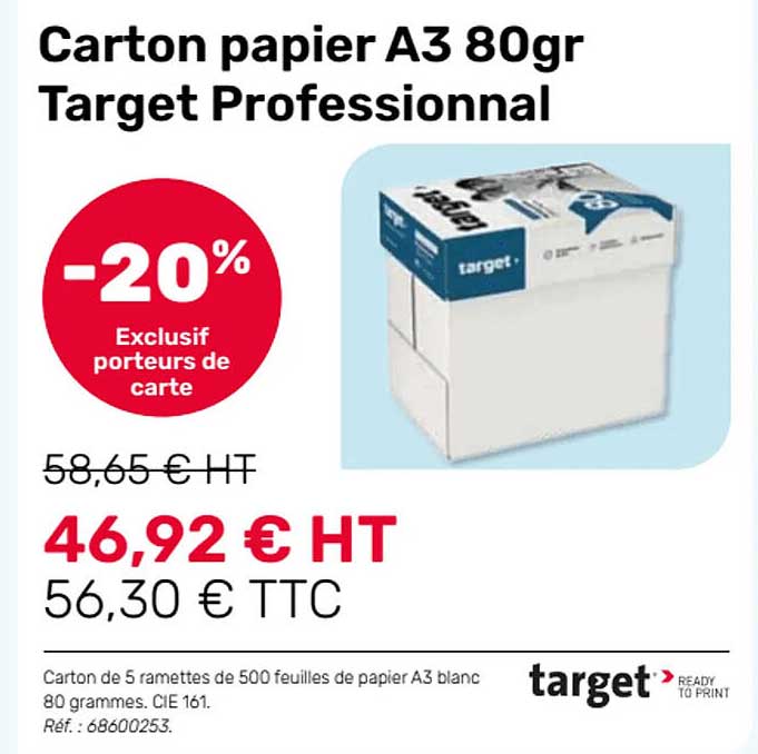 carton papier a3 80gr target professionnal