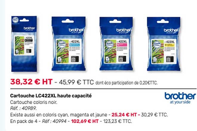 cartouche lc422xl haute capacité brother