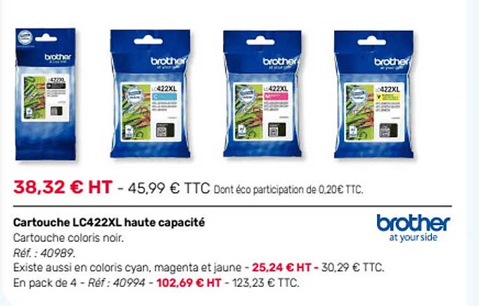 cartouche lc422xl haute capacité brother