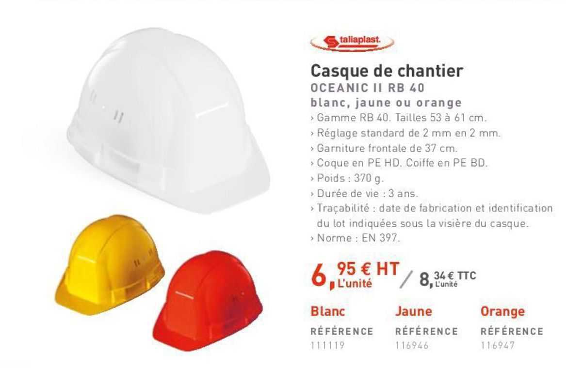 casque de chantier tallaplast