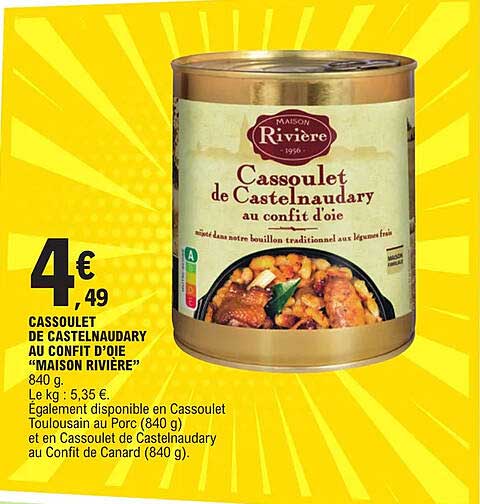 cassoulet de castelnaudary au confit d'oie "maison rivière"