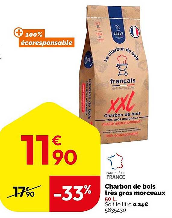 charbon de bois très gros morceaux