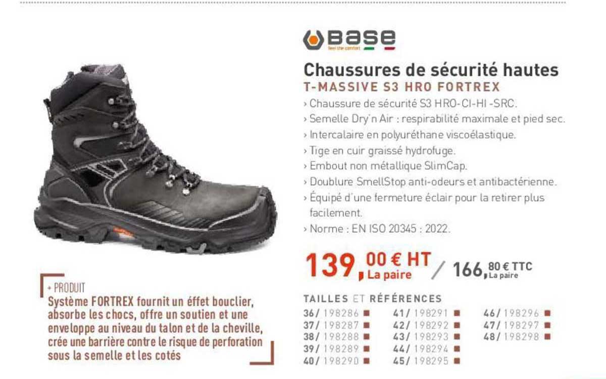 chaussures de sécurité hautes base