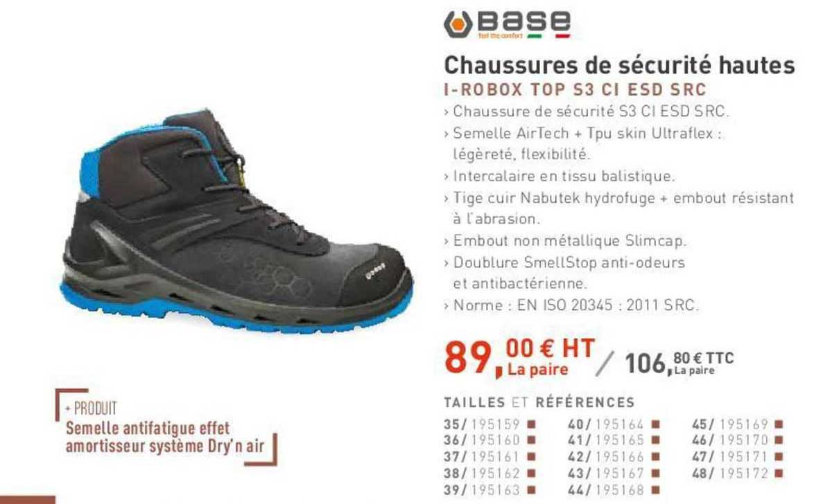 chaussures de sécurité hautes base