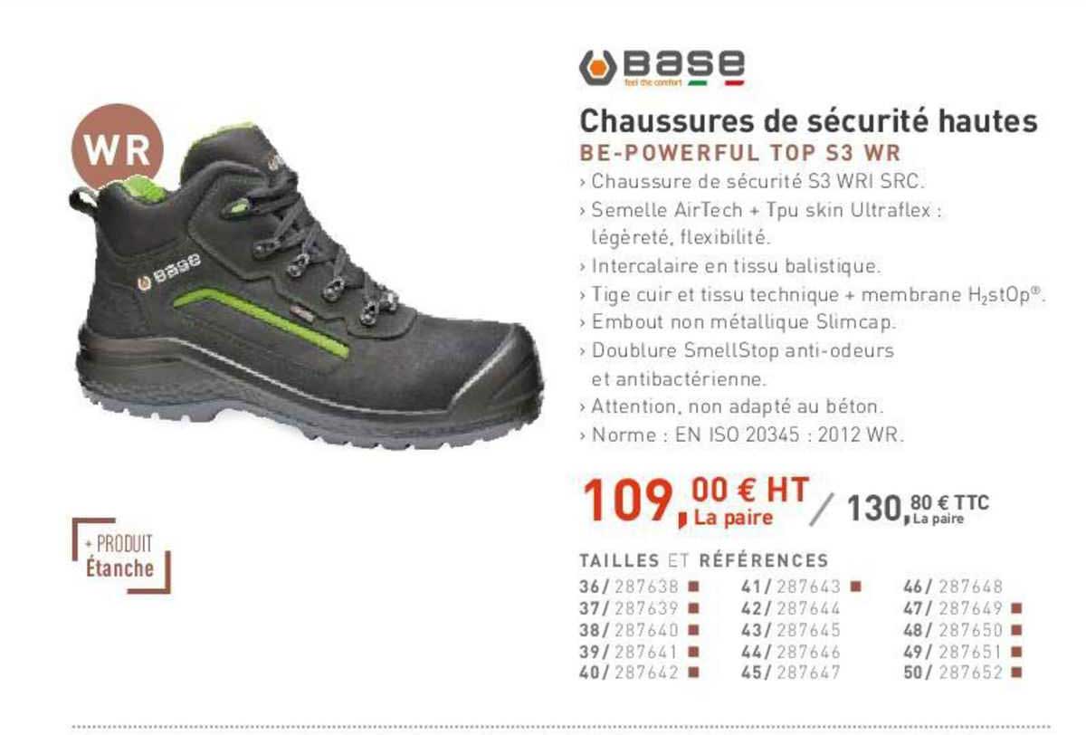 chaussures de sécurité hautes base