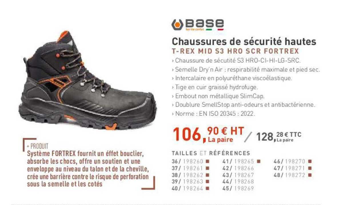 chaussures de sécurité hautes base