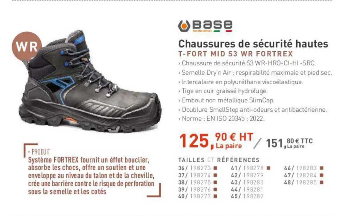 chaussures de sécurité hautes base